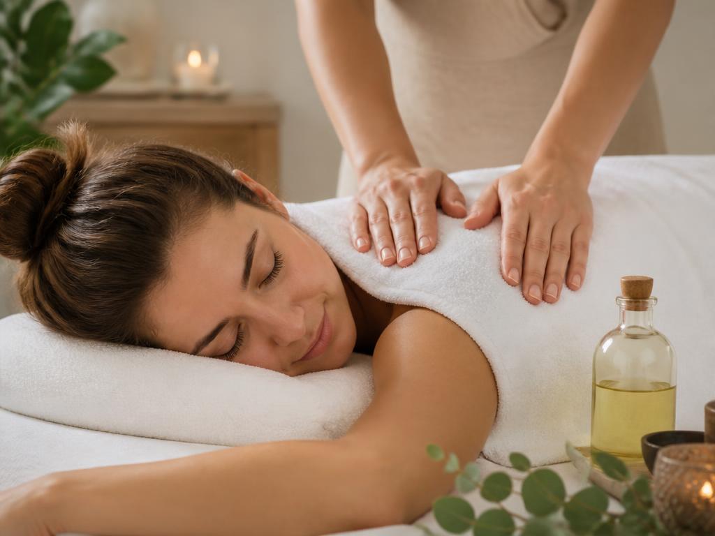Relaxing full body massage on a massage table
